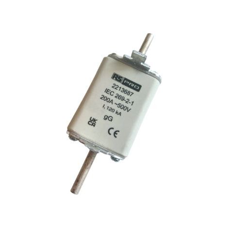 Fusible BS88 à pattes centrées RS PRO 200A Fast Acting Fuse, gG NH 415V c.a. ( Prix pour 1 )