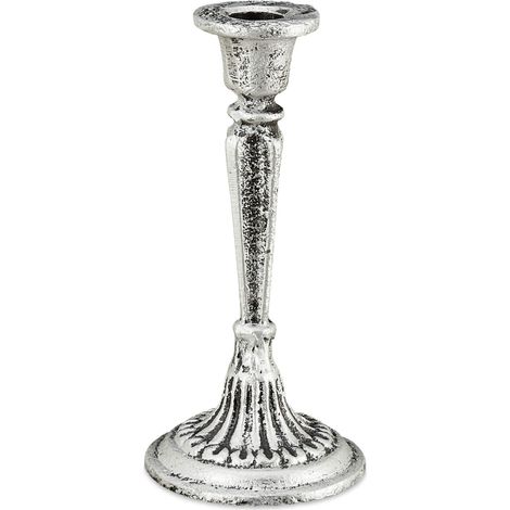 Porte-Bougie, Chandelier Antique, Argent Chic, Design Vintage, chandelle Romantique, Fonte Fer, HxD 19 x 9 cm (1/5)