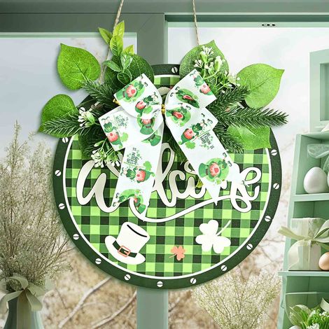 Guirlande Porte Saint-Patrick - Couronne Décorative Vert Émeraude - Décoration Intérieure Extérieure - 1 Pièce (1/5)