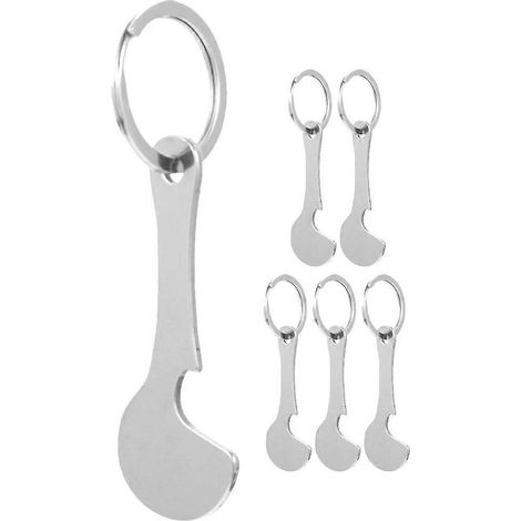 Lot de 6 pendentifs pour jetons de chariot en acier inoxydable, pour retirer les jetons de chariot.-6.00X2.50X0.50CM-Silver (1/4)
