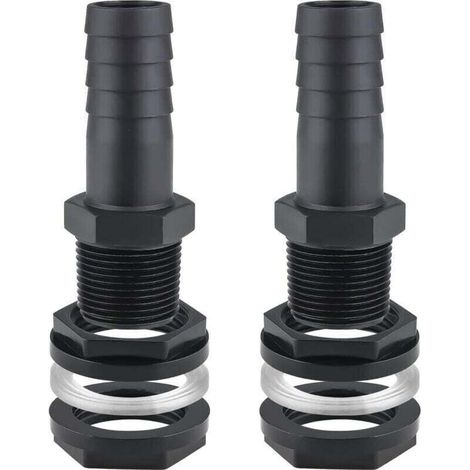 Raccord Passe-Paroi - 25 mm - Pour Cuve de Récupération d'Eau de Pluie - Étanche avec Joint Caoutchouc - 2 Pièces (1/4)