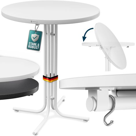CASARIA® Mesa Alta Bar Redonda 70/80x110cm Plegable Metal con Recubrimiento en Polvo Mesa Bistro Fiestas Jardín Blanco/Gris weiß 80cm (de) (1/5)