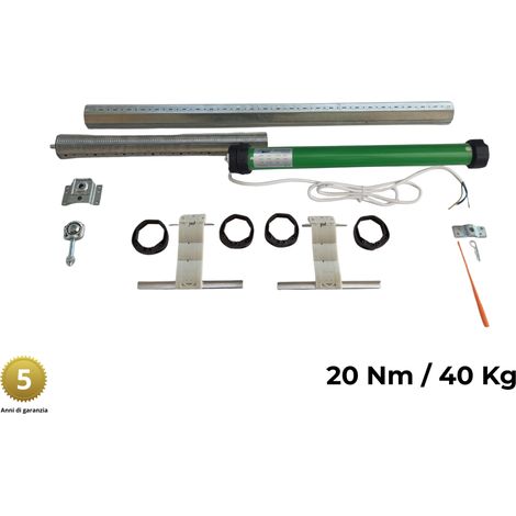 Kit Motore Tapparella Elettrica 40 kg 20 Nm Sicurezza Anti Sollevamento Rullo da 80 cm a 115 cm Completo con Blocchi di Sicurezza (1/5)