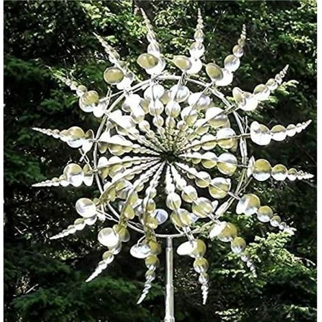 Moulin à vent en métal unique – Éolienne décorative de jardin – Structure robuste avec double mouvement – Facile à installer – Décoration extérieure (1/5)