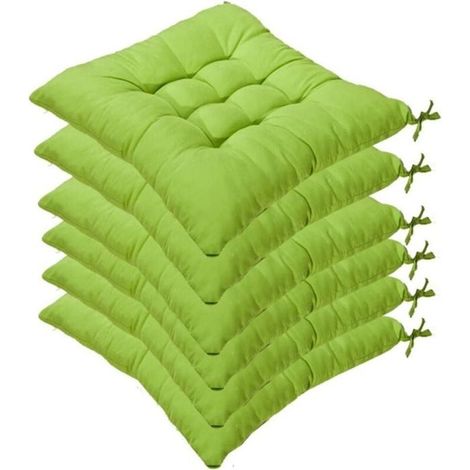 Coussins de chaise verts 40 x 40 x 5 cm Lot de 6 Capitonnés 9/16 (1/5)