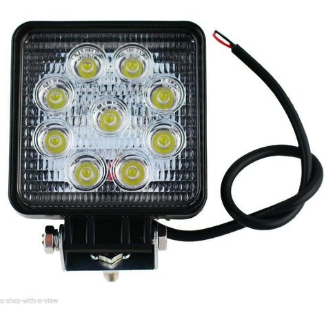 Faro 27W 9 LED Quadrato per AUTO JEEP BARCA 12V IP67 (1/2)