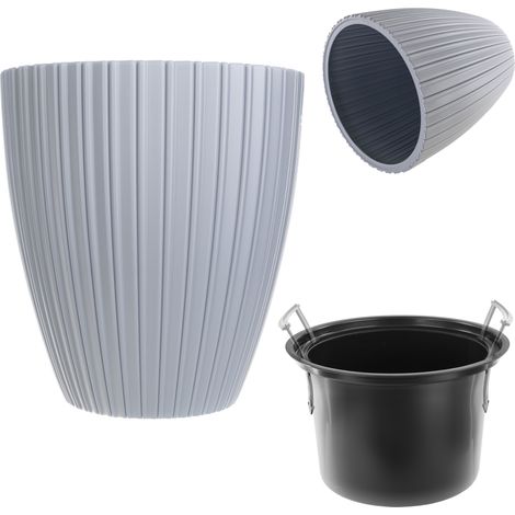 KADAX Dekorativer Blumentopf mit Inneneinsatz, 30 cm, Grau (1/5)