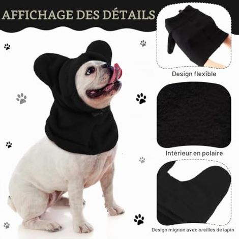 Bonnet d'hiver doux et chaud pour chiens et chats, protection antibruit avec cache-oreilles, vêtements d'hiver pour chiots, cagoule chaude pour temps froid, taille M (noir) (1/3)