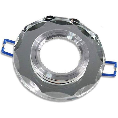 Porta faretto ad incasso in vetro effetto specchio color argento supporto tondo per faretti foro 60 mm (1/2)