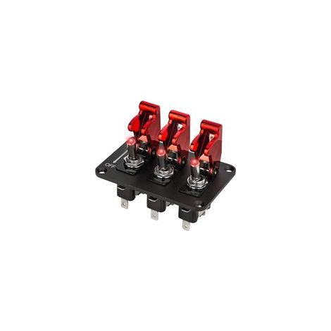 Panneau d'interrupteur à bascule pour voiture 12 V 20 A 3 groupes avec couvercle d'arrêt rapide pour spot de course LED rouge (3 rouges)