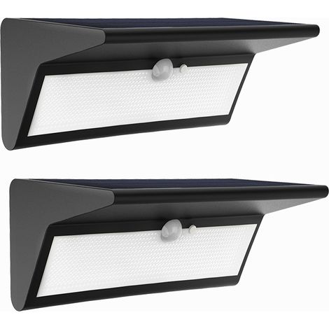 Lot de 2 appliques lumière chaude avec détecteur de mouvement, éclairage de jardin solaire, éclairage d'extérieur solaires IP65, 4 modes, étanche (1/5)