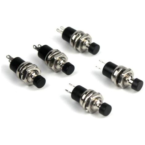 5 Pcs SPST Mini Bouton Momentanés Poussoir Interrupteur Normal Ouvert 250V 2A Noir (1/5)