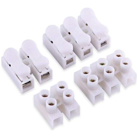 Connecteur à ressort CH2 blanc, connecteur à pince, fiche de cable, borne de fil, borne de connexion rapide, connexion de fil de bande lumineuse LED, bornes de lustre enfichables 60 pièces/paquet