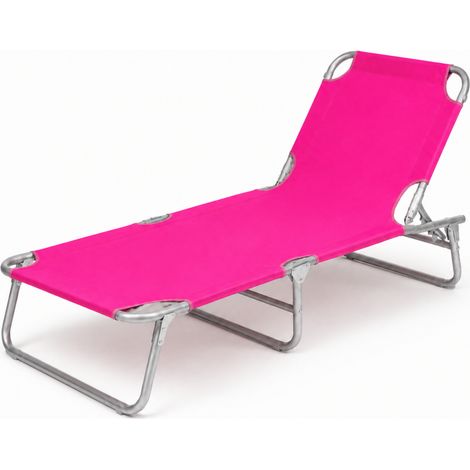 Lettino Prendisole Pieghevole Con Tettuccio Regolabile Parasole Schienale Reclinabile Struttura In Metallo Per Mare Spiaggia Giardino Piscina 187 X 53 X 24 Cm Rosa (1/5)