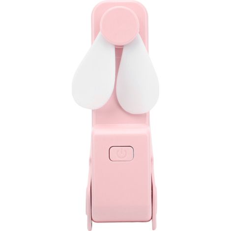 Ventilateur de poche rechargeable USB, puissant, pales en silicone, 3 vitesses, pliable et portable, rose, idéal pour les voyages et les activités de plein air. (1/5)