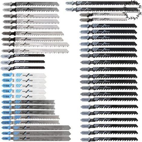 48pcs Lames de Scie Sauteuse à Tige en T , Fabriquées en HCS/HSS, avec étui de rangement pour la coupe du bois, du plastique et du métal (1/5)