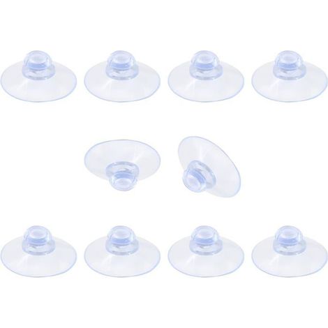 Lot de 10 supports ventouse 30 mm – Pour table verre – Plastique transparent – Sans crochet (1/5)