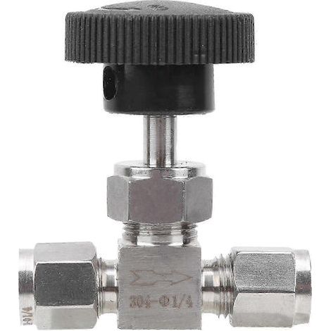 Vanne en acier inoxydable 304 à 2 voies, contrôle de débit à aiguille haute pression pour eau, gaz et liquides, 1/4". (1/4)