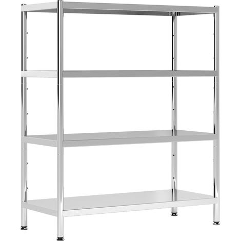 Scaffale da Cucina a 4 Livelli Regolabili 91x40x108 cm in Acciaio Inox Argento (1/5)