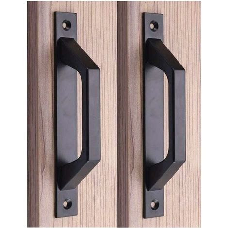 ZVD Coffret de forets (D black) pour perceuse Poignée en bois 19.6cm de traction de porte de porte de grange de poignée de porte de porte coulissante en acier au carbone (1/4)