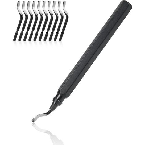 ® Strumento manuale per sbavatura, 1 manico in metallo + 11 lame di sbavatura in metallo HSS BS1010 rotanti a 360° per tubi stampati in 3D, plastica, alluminio, rame, PVC e acciaio (1/5)