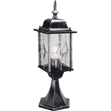 Elstead Wexford - Lanterne sur piédestal d'extérieur à 1 ampoule noir argent IP43, E27 (1/4)