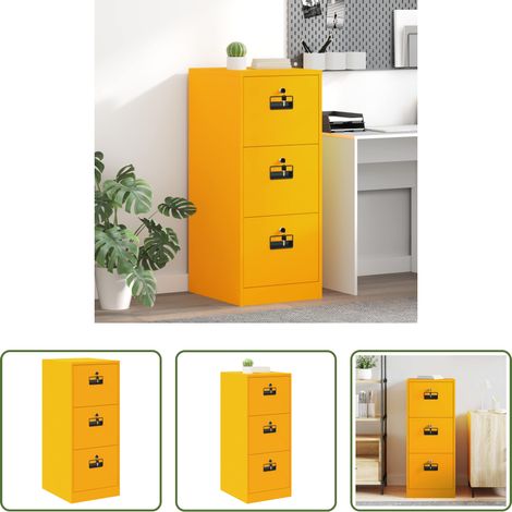 Meuble de rangement - Cabinet de Dossier Jaune moutarde 44 x 50 x 106.5 cm (1/5)