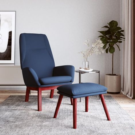 Chaise de relaxation avec repose-pied  Chaise scandinave Chaise de salon Bleu Tissu 98838 (1/5)