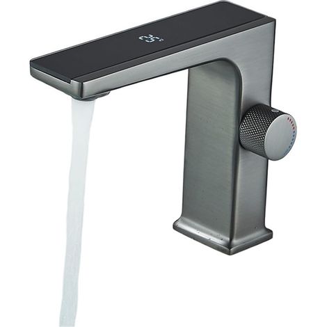 Robinet de cuisine Robinet de lavabo à affichage intelligent de la température, avec fonction de détection, robinet d'évier à écran numérique LCD, mélangeur froid et chaud, grue de salle de bains(Gun (1/5)