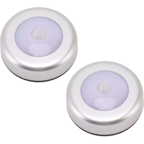 Veilleuse à détecteur de mouvement avec protection des yeux, petite lampe LED ronde à induction pour placard, tiroir ou dessous de lit (lot de 2), lumière blanche (1/5)
