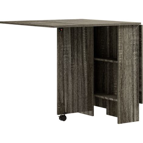 Tavolo Salvaspazio a Ribalta 140x75x74 cm fino a 6 Persone Rivestimento in Melamina Grigio (1/5)