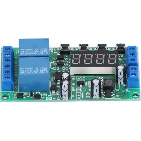 Saluaqui Module de Relais de Retard Commutateur de Circuit de Minuterie de Cycle de Mise Hors Tension d'impulsion à 2 Canaux YF 7 7 30VDC Fonction de Synchronisation d'activation de Canal pour les (1/5)