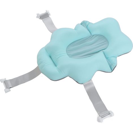 Siège de bain pour bébé universel flottant et pliable, tapis de soutien doux et confortable pour baignoire bébé, bleu clair (1/5)