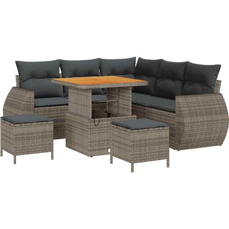 Set Divano da Giardino 8 pcs Grigio polyrattan vidaXL (1/5)