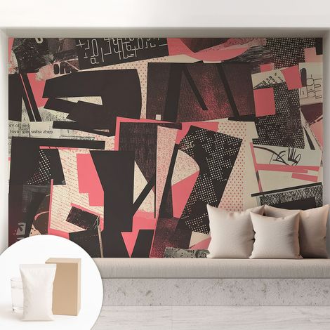 Tapete Vliestapete mit Kleber - abwaschbar - Tapete mit Motiv - trendige Wanddeko - elegant Fototapete Geometrische Collage 208x146 cm (1/5)