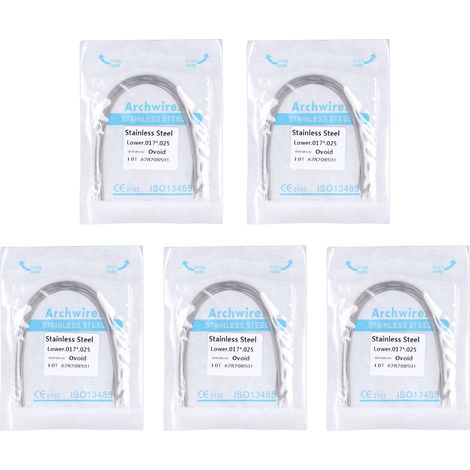 50 pièces Fil Orthodontique Rectangulaire Flexible en Acier Inoxydable 0.17x0.25 Pouce pour Arcade Inférieure (1/5)