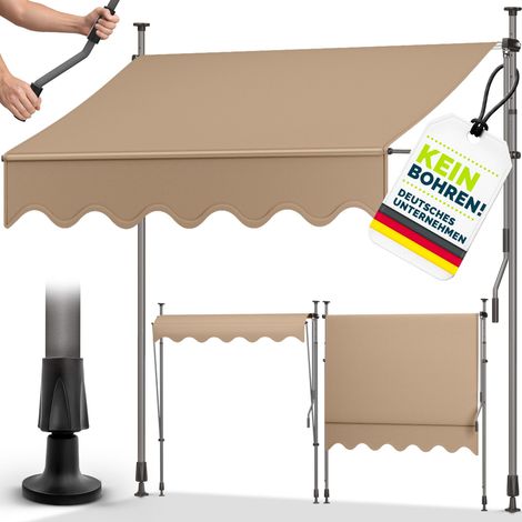tillvex Store Banne Manue 150 - 400 cm rétractable avec manivelle pour Le Balcon  Marquise de terrasse sans percement  Marquise Soleil de Balcon auvent téléscopique  300 cm