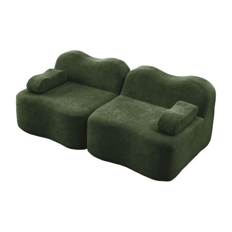 Canapé modulaire 2 places velours coussin accoudoir mobile pour salon et appartement Vert
