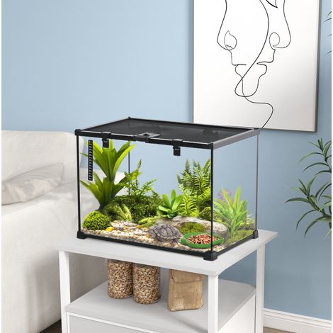 Glasterrarium für Reptilien 50 x 30 x 35 cm mit schwarzem Metallrahmen (1/5)