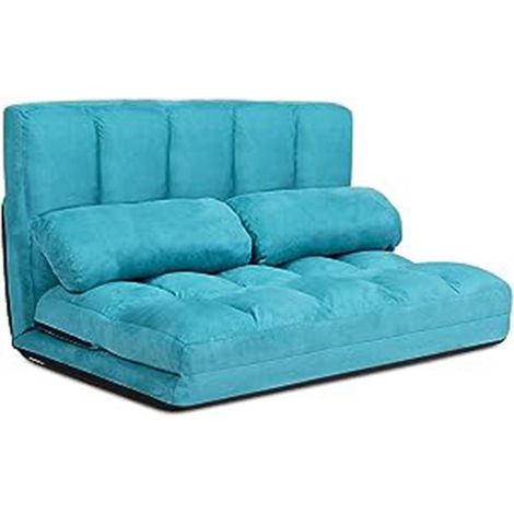 2-Sitzer Bodensofa mit 2 Kissen, 3-in-1 Schlafsofa, verstellbare Rückenlehne (1/5)