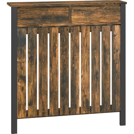 93 x 88.5cm Rustic-Look Radiator Cover - Brown/Black