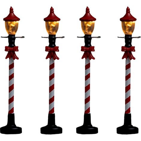 Lot de 4 Lampadaires à Led "Village" 10cm Rouge (1/2)
