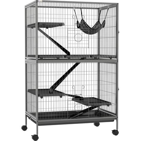 Gabbia per roditori in acciaio, 4 piattaforme, 3 rampe, 4 porte, 80 x 52 x 128 cm (1/5)