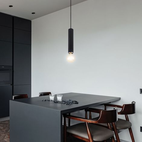 Lampada a sospensione a LED per cucina, regolabile in altezza, metallo nero, H 160 cm (1/5)
