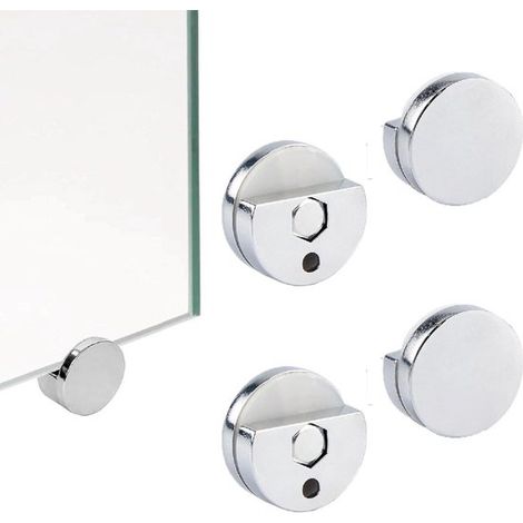 Juego de montaje de espejo de 4 piezas, clip para espejo redondo, clip para cristal, soporte de montaje para pared de cristal sin marco (1/3)
