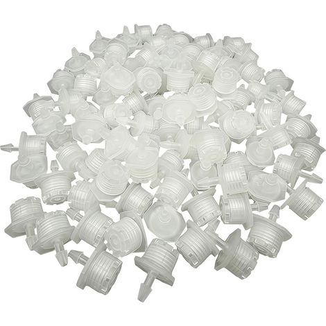 Lot de 100 Goutteurs d'Irrigation Réglables - Tête d'Irrigation 8 Trous - Micro Goutteurs de Jardin - Pour Maison, Jardin et Patio - Blanc (1/5)