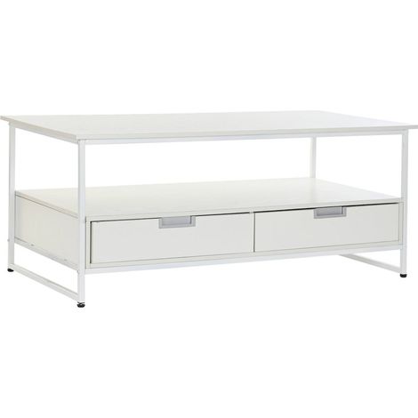 Table basse design élégante en bois blanc et métal - Blanc épuré et lumineux (1/5)