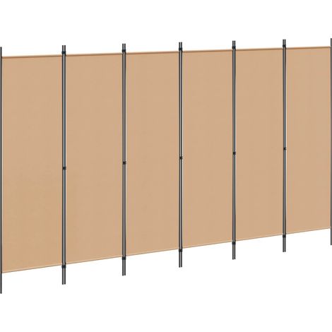Divisore per Stanza a 6 Pannelli Beige 300 x 180 cm Tessuto vidaXL