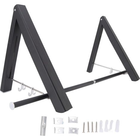 Porte-vêtements Rétractable, Cintre Mural en Aluminium Pliable Noir pour Chambre à Coucher, Buanderie, Balcons (1/5)