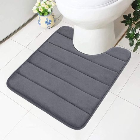 Tapis de bain en mousse à mémoire de forme – Antidérapant – Absorbant et lavable – 50 x 60 cm – Gris foncé (1/4)